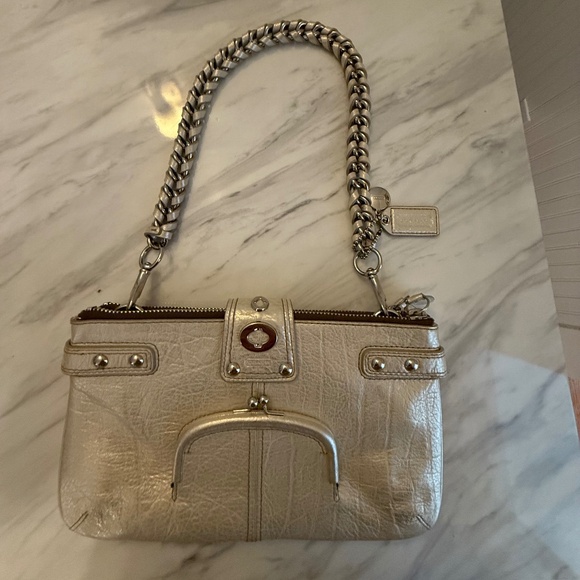 Rare Coach Legacy Leather Bridget Metallic Silver Shoulder Bag - Picture 10 of 13